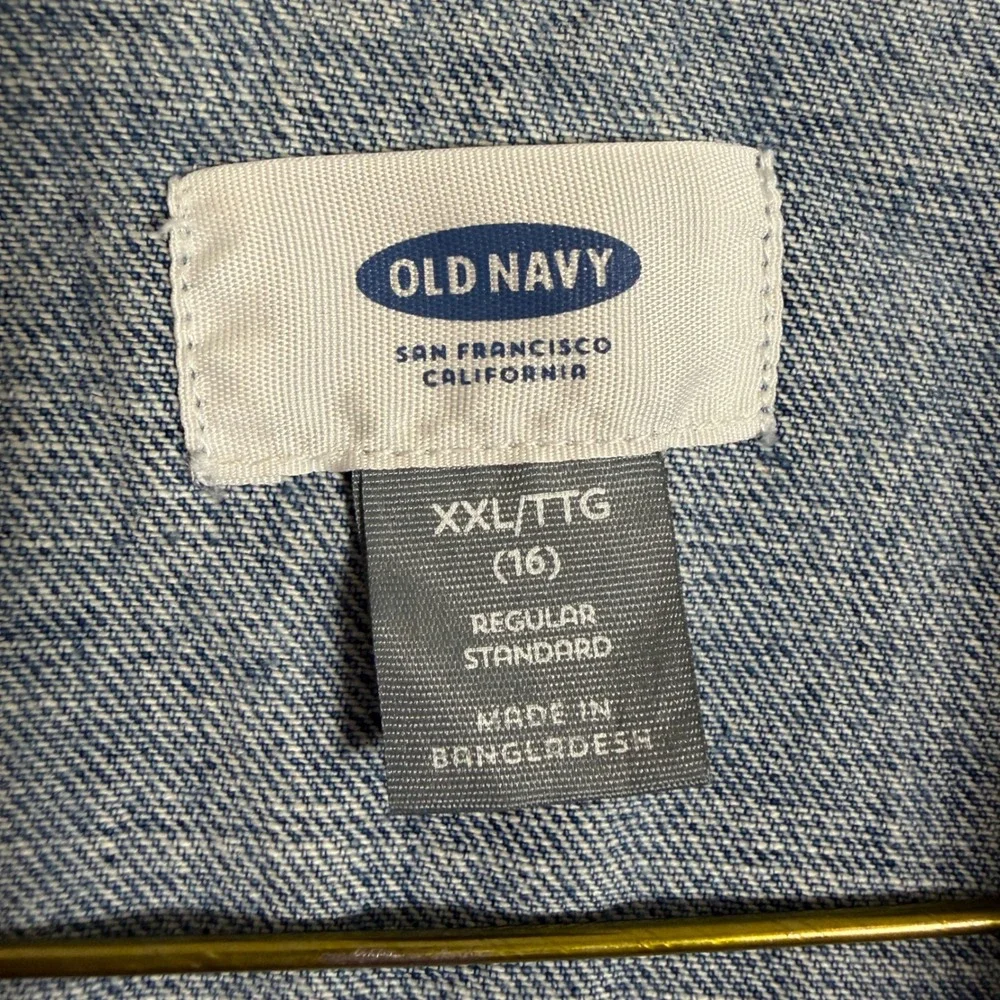 Old Navy Girls XXL 16 Blue Denim Vest Sleeveless Trucker Jacket Button Up